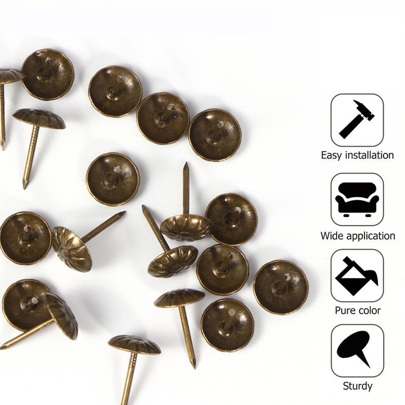 EXCEART 100pcs Decorative Thumb Tacks Push Pins Sofa Furniture Thumbtacks Flower Thumb Tacks Gold Pushpins for Photos Wall Maps Bulletin Board Corkboards (Brass) - Image 3